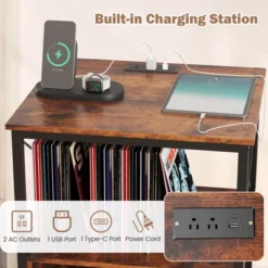 Costway Mobile Record Player Stand With Power Outlet Open Shelf & Dividers Metal Frame -Costway GUEST a0ef189a 99f0 4f18 9e4d 58d4dc84fa8c