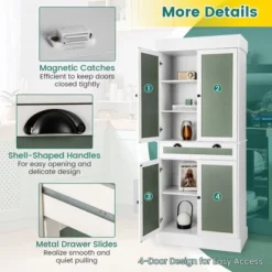 Costway 72'' Kitchen Buffet Hutch Pantry Cabinet Cupboard With 4 Doors & Adjustable Shelves 15 Costway 72'' Kitchen Buffet Hutch Pantry Cabinet Cupboard With 4 Doors & Adjustable Shelves -Costway GUEST a15e7216 c449 4c9b 80c8 126e6eaa0196