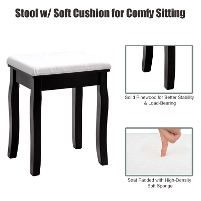 Costway Square Mirror Dressing Table Set Makeup Vanity For Bedroom, Living Room White/Black 8 Costway Square Mirror Dressing Table Set Makeup Vanity For Bedroom, Living Room White/Black - Image 8