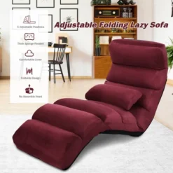 Costway Folding Lazy Sofa Chair Stylish Sofa Couch Bed Lounge Chair W/Pillow Burgundy 15 Costway Folding Lazy Sofa Chair Stylish Sofa Couch Bed Lounge Chair W/Pillow Burgundy -Costway GUEST a213881f c3e3 4a87 bbe7 862d8c0a9d98
