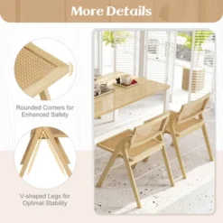 Costway Foldable Dining Chairs Set Of 2/4 With Woven Rattan Backrest & Seat Rubber Wood Frame Natural 15 Costway Foldable Dining Chairs Set Of 2/4 With Woven Rattan Backrest & Seat Rubber Wood Frame Natural -Costway GUEST a22e988c 8dc5 431c a683 8440f2fac67d