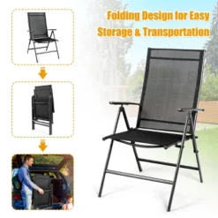 Costway 4PCS Patio Folding Dining Chair Recliner Adjustable Black -Costway GUEST a2970e36 7fe7 46c5 886e c35170bc6f61