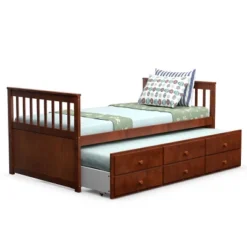 Costway Twin Captain's Bed Bunk Bed Alternative W/ Trundle & Drawers For Kids WalnutEspressoWhite -Costway GUEST a29e723d 9b39 4111 aadb dcd24f56d0ca