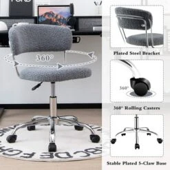 Costway Computer Desk Chair Adjustable Faux Fur Office Chair Swivel Vanity Chair -Costway GUEST a2a93a5c 3eaf 4691 964c d5fc15a1fa88
