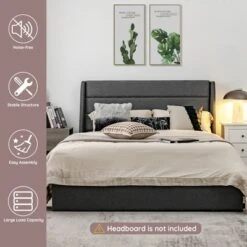 Costway Platform Bed Frame With 3 Storage Drawers Mattress Foundation Grey 14 Costway Platform Bed Frame With 3 Storage Drawers Mattress Foundation Grey -Costway GUEST a2b42527 8d74 4adc 9d8f a6cc3e40450d