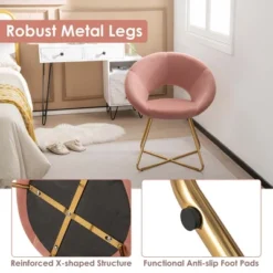 Costway Modern Velvet Accent Chair Upholstered Vanity Leisure Chair With Metal Legs -Costway GUEST a2e6a77d 4a08 49ab a8c5 f0519ca3bf01