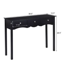 Costway Console Table Hall Table Side Table Desk Accent Table 3 Drawers Entryway Black