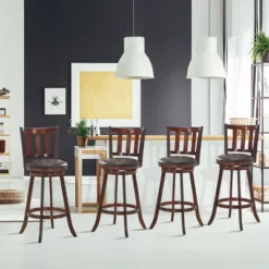 Costway Set Of 4 29.5'' Swivel Bar Stool Leather Padded Dining Kitchen Pub Bistro Chair Low Back 10 Costway Set Of 4 29.5'' Swivel Bar Stool Leather Padded Dining Kitchen Pub Bistro Chair Low Back -Costway GUEST a319d482 cf67 4f13 8bcc f01e71fb3010