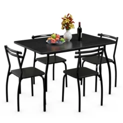 Costway 5 Pcs Dining Set Table 30'' And 4 Chairs Home Kitchen Room Breakfast Furniture Black -Costway GUEST a33bf793 b1bf 4749 9090 12e2bdabcfe0