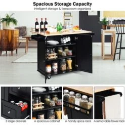 Costway Drop-Leaf Kitchen Island Trolley Cart Wood Storage Cabinet W/ Spice Rack Black 13 Costway Drop-Leaf Kitchen Island Trolley Cart Wood Storage Cabinet W/ Spice Rack Black -Costway GUEST a3688382 d049 494c b9b8 5d8a3a548896