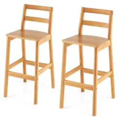 Costway Set Of 2 Solid Rubber Wood Bar Stools 28'' Dining Chairs With Backrests Natural 17 Costway Set Of 2 Solid Rubber Wood Bar Stools 28'' Dining Chairs With Backrests Natural -Costway GUEST a36f98f0 1d01 4fcb 9d8e 5f582974c220