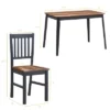 Costway 5PCS Mid Century Modern Black 29.5'' Dining Table Set 4 Chairs W/Wood Legs Kitchen Furniture