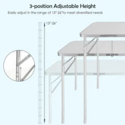 Costway 2PCS Folding Tables 8FT Height Adjustable Aluminum Picnic Table W/ Carrying Handle -Costway GUEST a3de4601 30b5 4df3 a1f0 2f12ba0d85e0
