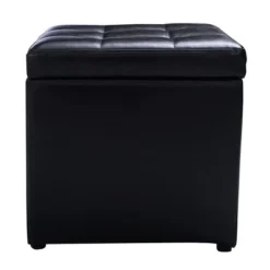 Costway 16''Cube Ottoman Pouffe Storage Box Lounge Seat Footstools With Hinge Top Black 16 Costway 16''Cube Ottoman Pouffe Storage Box Lounge Seat Footstools With Hinge Top Black -Costway GUEST a3efcacd bd3b 4eb6 ba6a db1dd54e2811