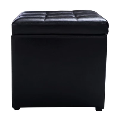 Costway 16''Cube Ottoman Pouffe Storage Box Lounge Seat Footstools With Hinge Top Black 8 Costway 16''Cube Ottoman Pouffe Storage Box Lounge Seat Footstools With Hinge Top Black - Image 8
