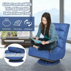 Costway Gaming Chair Fabric 5-Position Folding Lazy Sofa 360 Degree Swivel Grey BlackCoffee -Costway GUEST a40233ca 5316 4f44 a29c 05f2b8065518