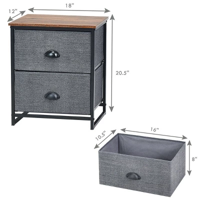 Costway 2 Drawers Nightstand Side Table Storage Unit Display Metal Frame Dorm Room 1 Costway 2 Drawers Nightstand Side Table Storage Unit Display Metal Frame Dorm Room