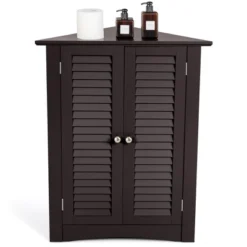 Corner Storage Cabinet Freestanding Floor Cabinet Bathroom W/ Shutter Door GreyBrown 20 Corner Storage Cabinet Freestanding Floor Cabinet Bathroom W/ Shutter Door GreyBrown -Costway GUEST a4361362 daac 44ca 97c3 6aaea7612d3f