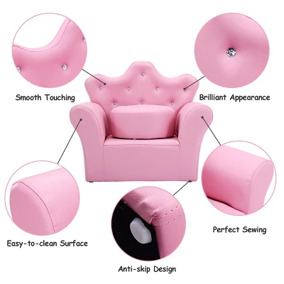 Costway Pink Kids Sofa Armrest Chair Couch Children Toddler Birthday Gift W/ Ottoman 7 Costway Pink Kids Sofa Armrest Chair Couch Children Toddler Birthday Gift W/ Ottoman - Image 7