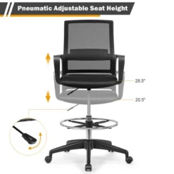 Costway Drafting Chair Tall Office Chair Adjustable Height W/Footrest -Costway GUEST a4708fe8 3482 4a49 a7af ce0263fa1ebd