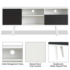 Costway Modern TV Stand/Console Cabinet 3 Shelves Storage Drawer Splayed Leg Black/White -Costway GUEST a4a1d8c4 c9e1 4d16 9723 d11dc9ca52d9