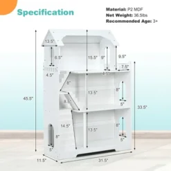 Costway 3-Tier Wooden Dollhouse Bookcase Children's Bookshelf In Kid's Room Gift For 3+ -Costway GUEST a4b71c23 477c 4209 9e85 0f83ca31e89f