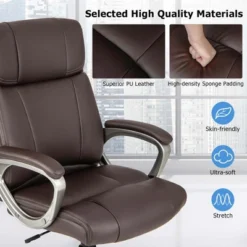 Costway Ergonomic Office Chair PU Leather Executive Swivel With Upholstered Armrests Brown -Costway GUEST a544d7ae b014 45ba 8552 bd332b0eb5c7