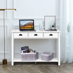 Costway 47'' Console Table Hall Table Side Desk Accent Table Drawers Shelf Entryway White 11 Costway 47'' Console Table Hall Table Side Desk Accent Table Drawers Shelf Entryway White -Costway GUEST a5a99b3d bbb3 4700 a1e6 f08835721f9f