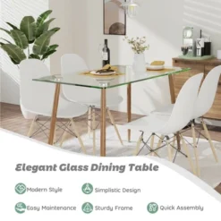 Costway Modern Glass Dining Table Rectangular Dining Room Table W/Metal Legs For Kitchen 13 Costway Modern Glass Dining Table Rectangular Dining Room Table W/Metal Legs For Kitchen -Costway GUEST a5b8759f 7820 403c abca 5d0009e1034e