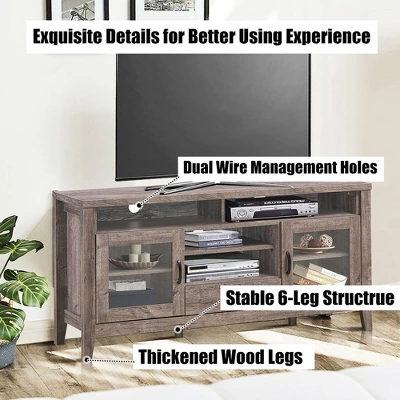 Costway TV Stand Tall Entertainment Center Hold Up To 65'' TV W/ Glass Storage & Drawer 7 Costway TV Stand Tall Entertainment Center Hold Up To 65'' TV W/ Glass Storage & Drawer - Image 7
