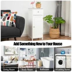 Costway Wooden Bathroom Floor Storage Cabinet Organizer With Drawer And Adjustable Shelf 13 Costway Wooden Bathroom Floor Storage Cabinet Organizer With Drawer And Adjustable Shelf -Costway GUEST a657dc96 b149 454f 8b27 ebb1187d7b5d