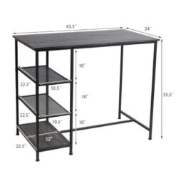 Costway Bar Pub Table Industrial Counter Black Dining Table With Metal Frame -Costway GUEST a67ddf65 b642 4e30 993b bec3a27b8482