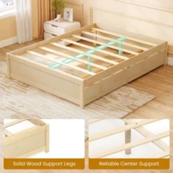 Costway Full/Queen Size Wooden Platform Bed With 2 Rolling Storage Drawers Wood Slat Support Natural/White 14 Costway Full/Queen Size Wooden Platform Bed With 2 Rolling Storage Drawers Wood Slat Support Natural/White -Costway GUEST a681aac2 7e0c 4b13 933d fdf43d4996a0