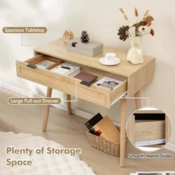 Costway Rattan Console Table With Pull-out Drawer Boho Style Entryway Table -Costway GUEST a693da3c 8cb3 4b94 a170 73996a4540d0