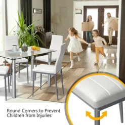 Costway 5 Piece Dining Set Table 29.6'' And 4 Chairs Glass Metal Kitchen Breakfast Furniture White -Costway GUEST a6aa935e 9bfd 4c4c 8817 b8bef8d131c1