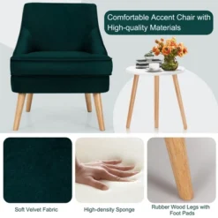 Costway Set Of 2 Accent Chairs Velvet Single Sofa Chair W/Rubber Wood Legs PinkGreenGrey 19 Costway Set Of 2 Accent Chairs Velvet Single Sofa Chair W/Rubber Wood Legs PinkGreenGrey -Costway GUEST a6ae4a77 93c7 4f10 8ec6 baf750c8c493