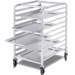 Costway 10 Sheet Aluminum Bakery Rack Silver Commercial Cookie Bun Pan Kitchen W/Wheel -Costway GUEST a72eb27b ce3f 448f b1cc dbe659966311