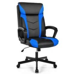 Costway Office Chair Computer Desk Chair Swivel Gaming PU Leather W/Padded Armrest WhiteBlueRed -Costway GUEST a736299a 0f03 4186 aaac f49307f7822a