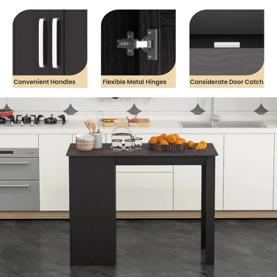 Costway Bar Table 35.5'' Counter Height Dining Table With Storage Cabinet & Drawer Black/Grey 8 Costway Bar Table 35.5'' Counter Height Dining Table With Storage Cabinet & Drawer Black/Grey - Image 8