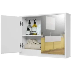 Costway Wall Mounted Bathroom Storage Cabinet Medicine Cabinet Organizer Shelf W/Double Mirror Door White 17 Costway Wall Mounted Bathroom Storage Cabinet Medicine Cabinet Organizer Shelf W/Double Mirror Door White -Costway GUEST a76f7806 2527 4987 bc2a f7a5c16dda92