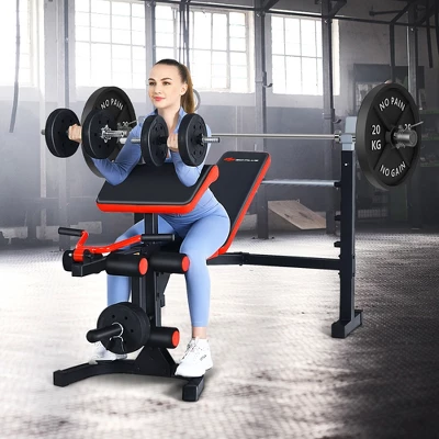 Costway Multi-function Adjustable Olympic Weight Bench W/Preacher Curl Home Gym Training 1 Costway Multi-function Adjustable Olympic Weight Bench W/Preacher Curl Home Gym Training