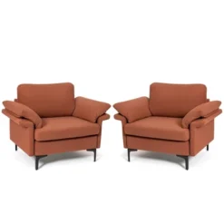 Costway Set Of 2 Upholstered Single Sofa Fabric Accent Armchair Metal Legs 19 Costway Set Of 2 Upholstered Single Sofa Fabric Accent Armchair Metal Legs -Costway GUEST a82bb511 2ccb 4138 9122 9567fc8dc080