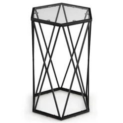 Costway Set Of 2 End Table Tempered Glass Top Metal Frame Hexagonal Accent Side Table -Costway GUEST a855d45d 7d98 445b b3cd 3612da97efa2