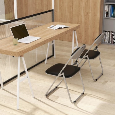 Costway 2/4 PCS U Shape Folding Chairs Furniture Home Outdoor Picnic Portable Black 1 Costway 2/4 PCS U Shape Folding Chairs Furniture Home Outdoor Picnic Portable Black