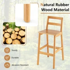 Costway Set Of 2 Solid Rubber Wood Bar Stools 28'' Dining Chairs With Backrests Natural 13 Costway Set Of 2 Solid Rubber Wood Bar Stools 28'' Dining Chairs With Backrests Natural -Costway GUEST a91d1652 7d1f 4d83 88c7 476fb87d53dc
