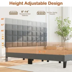 Costway Full/Queen/King Size Bed Frame Modern Linen Fabric Upholstered Platform Bed With Headboard 20 Costway Full/Queen/King Size Bed Frame Modern Linen Fabric Upholstered Platform Bed With Headboard -Costway GUEST a96bbe0d fce9 4eaf 8f18 8d106f879261