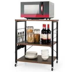 Costway 3-Tier Kitchen Baker's Rack Microwave Oven Storage Cart W/ Hook 22 Costway 3-Tier Kitchen Baker's Rack Microwave Oven Storage Cart W/ Hook -Costway GUEST a9bf8133 d31b 4f52 9c8a 83f19ab1a9fe
