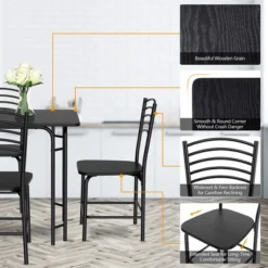 Costway 5 Piece Dining Set Home Kitchen Table 29.5'' And 4 Chairs With Metal Legs Modern Black -Costway GUEST aa308881 831a 4964 aa73 a8a09ffec5ee
