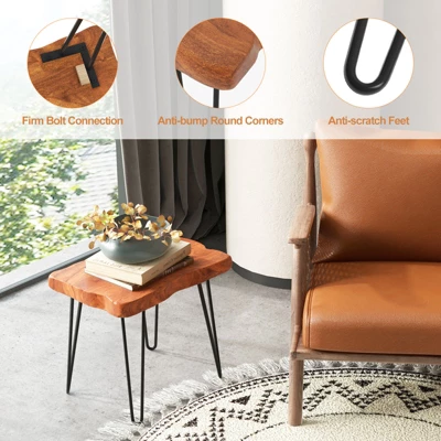 Costway Rectangular End Table Accent Side Reclaimed Teak Wood Plant Stand Patio Rustic 8 Costway Rectangular End Table Accent Side Reclaimed Teak Wood Plant Stand Patio Rustic - Image 8