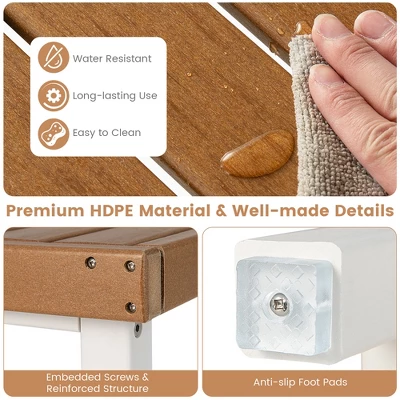 Costway 24" X 12" Heavy Duty Waterproof HDPE Shower Bench Stool With Storage Shelf White/Off White & Brown 5 Costway 24" X 12" Heavy Duty Waterproof HDPE Shower Bench Stool With Storage Shelf White/Off White & Brown - Image 5